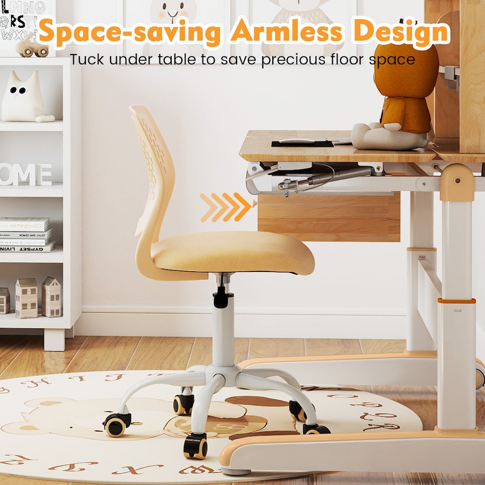 image 1 of COSTWAY Kids Desk Chair Ergonomic Adjustable Children Study Chair-Yellow
