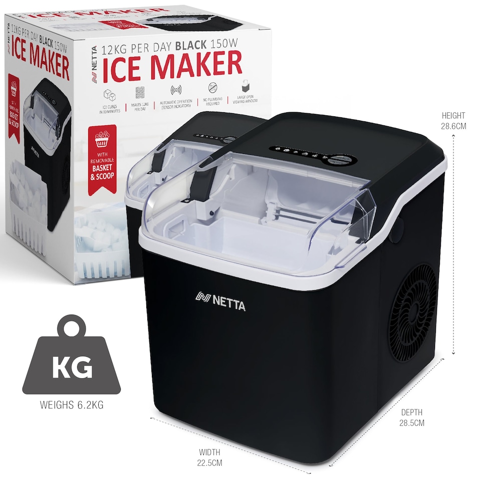 image 1 of NETTA Ice Maker Machine 1.8L Tank, 12kg/Day, Stainless Steel