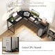 image 6 of COSTWAY L-Shaped Desk with Power Outlet Computer Desk Black
