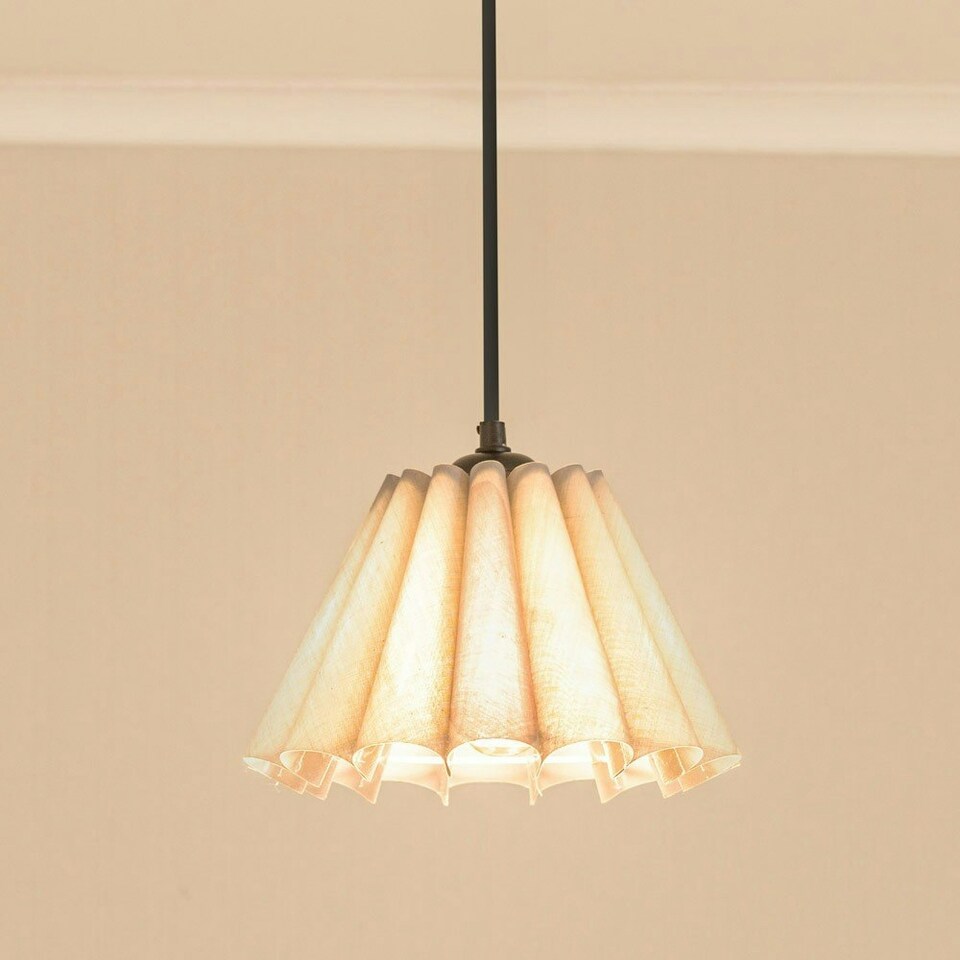 image 1 of ValueLights Lauren Grey Fabric Pleated Scallop Edge Tapered Ceiling Floor Table Lamp Shade