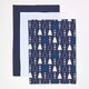 image 2 of Homescapes Blue Winterland Set of 3 Christmas Tea Towels Blue
