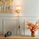 image 1 of ValueLights Neely Pair of - Plug in Antique Brass Easy Fit Wall Lights with Orange Pleated Fabric Tapered Lampshade