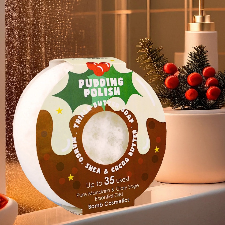 image 1 of Bomb Cosmetics Christmas Pudding Polish Soap Filled Sponge