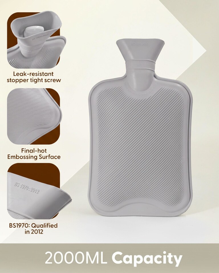 image 1 of Keplin Fluffy Faux Fur Hot Water Bottle 2 Litre with Hand Warming Cover