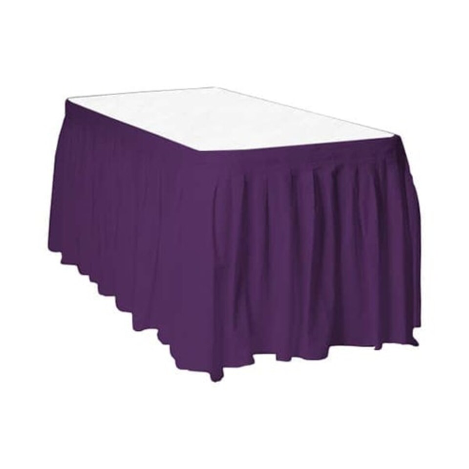 Purple Plastic Table Skirt - 426cm x 74cm