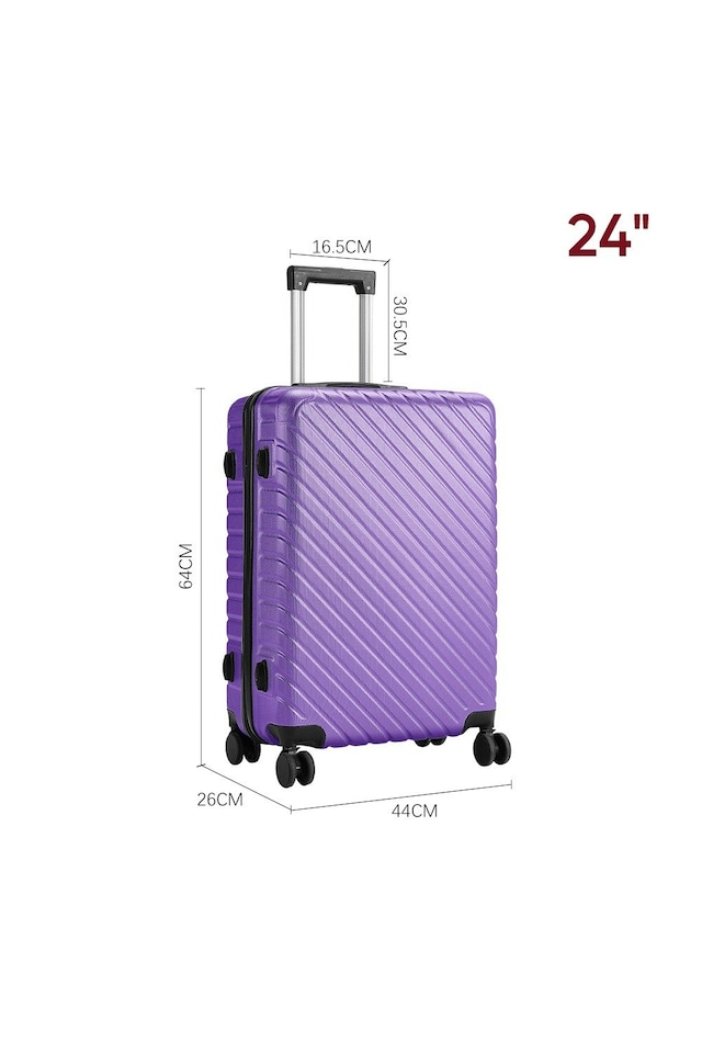 image 1 of Living and Home Lightweight Travel Suitcase with Spinner Wheels - 24" Purple