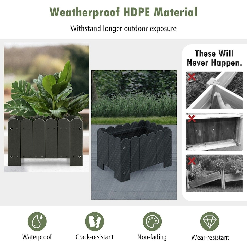 image 1 of COSTWAY 2 Pack Planter Box Raised Garden Bed Grey