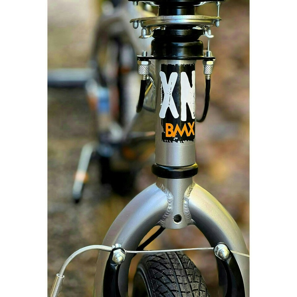 image 1 of XN Area 44 20" Freestyle BMX Bike w/ 360 Gyro - Metallic Grey/Orange