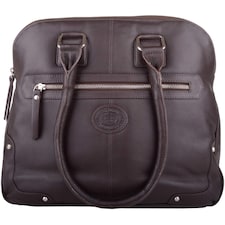 London Leathergoods Womens Large Premium Soft Leather Travel / Work Hand Bag / Shoulder Bag | Brown | Dark Brown