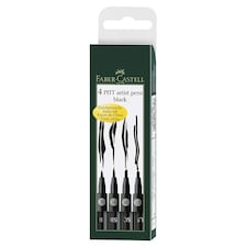 Faber-Castell - PITT Artist Pen Wallet of 4, Black (B, SB, SC & 1.5)