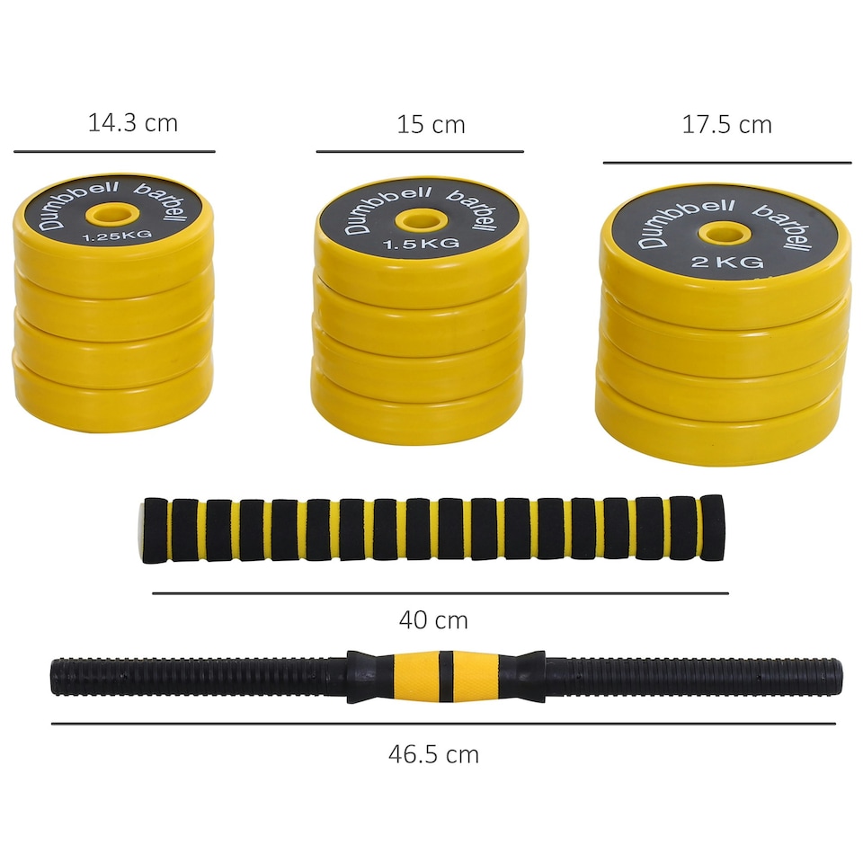 image 1 of HOMCOM 20KG Barbell & Dumbbell Set Fitness Exercise Home Gym Plate Bar Clamp Rod