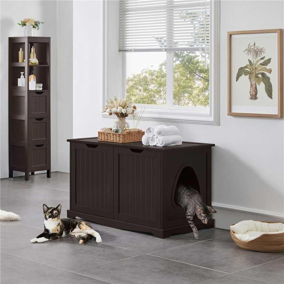 image 1 of Yaheetech Hidden Cat Litter Box Furniture N/A | Espresso | One Size