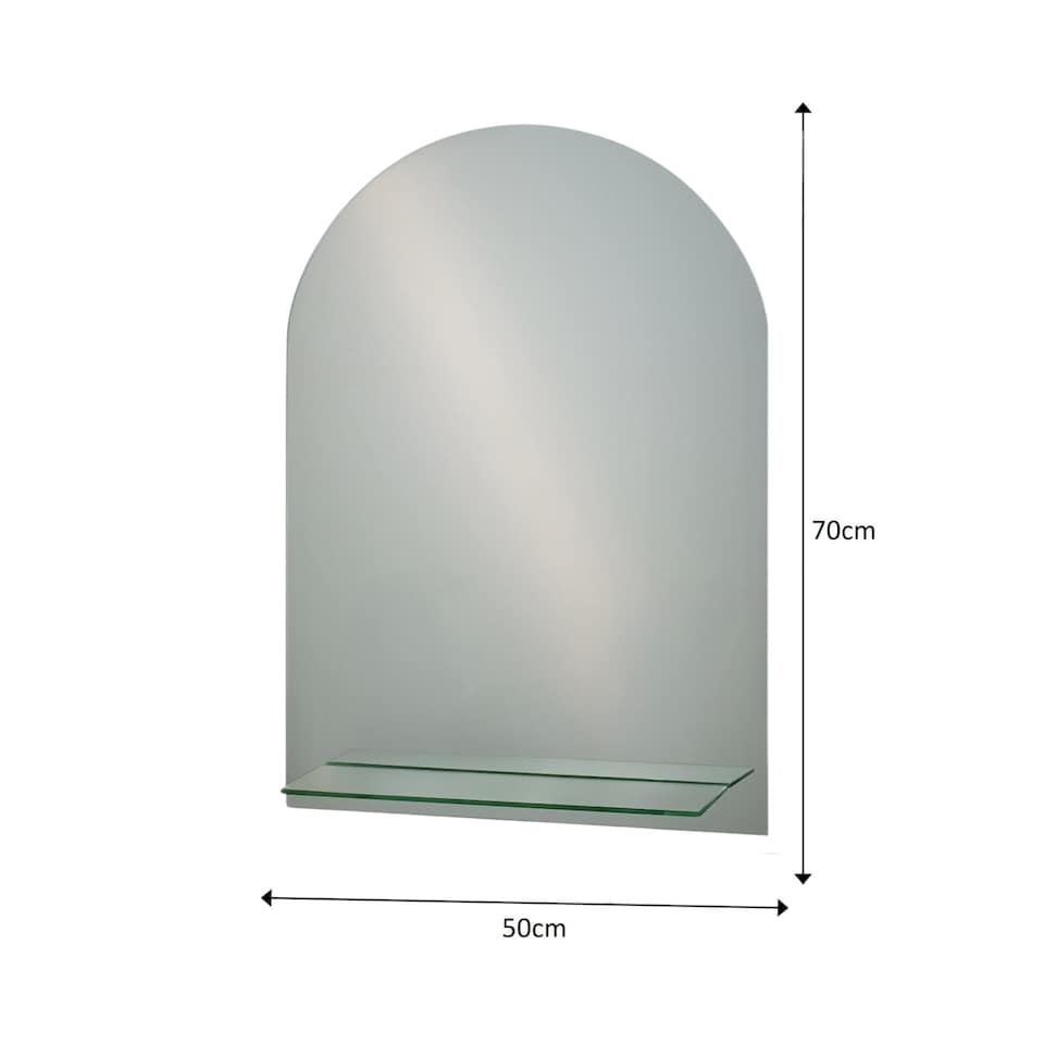 image 1 of Showerdrape Greenwich Arched Oval Wall Mounted Frameless Bathroom Mirror with Vanity Shelf 70 x 50cm | Chrome | Mirror | 1