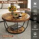 image 7 of COSTWAY 2-Tier Round Coffee Table 80cm Tea Cocktail Table Brown