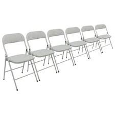 Harbour Housewares Fabric Padded Metal Folding Chairs - Grey - Pack of 6