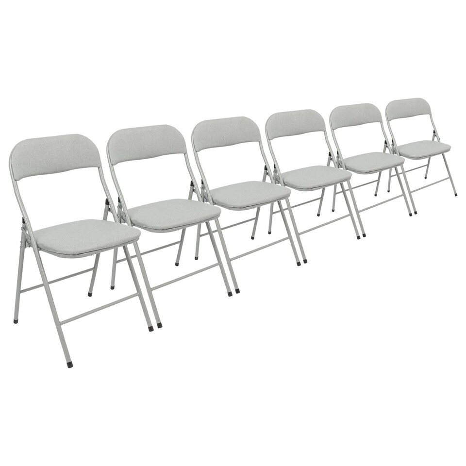 image 1 of Harbour Housewares Fabric Padded Metal Folding Chairs - Grey - Pack of 6