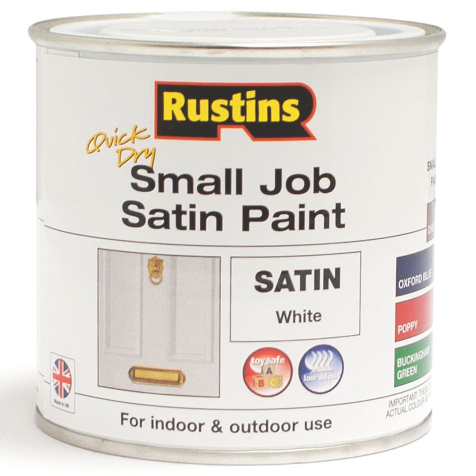 image 1 of Rustins Quick Dry Small Job Satin Paint White 250ml