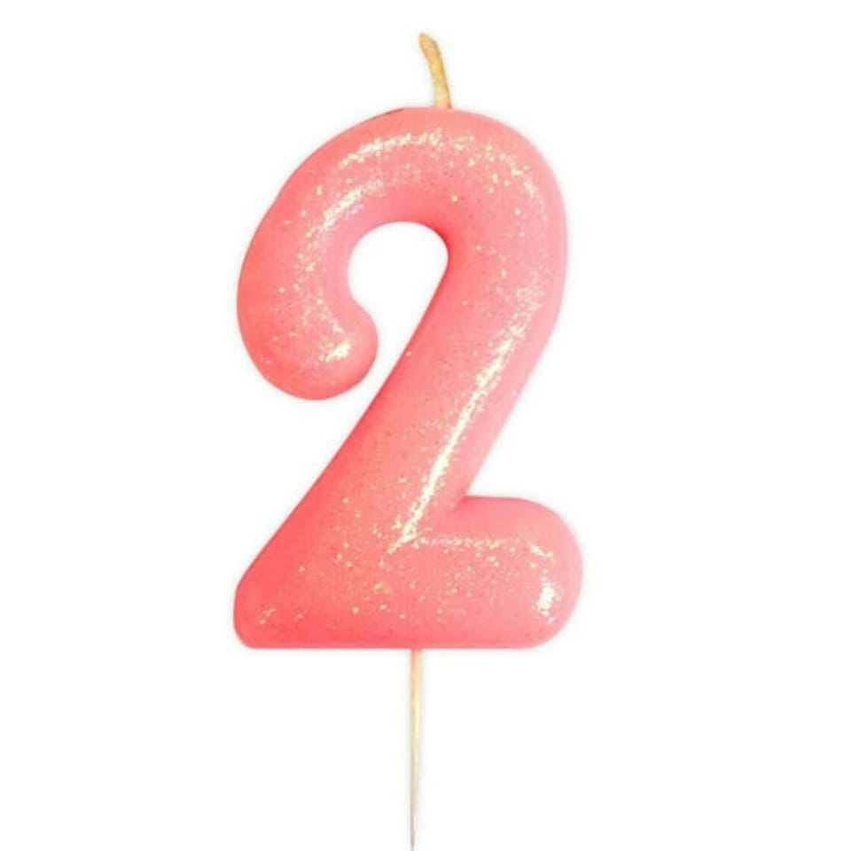 Anniversary House Glitter 2nd Birthday Pick Candle - Pink - One Size