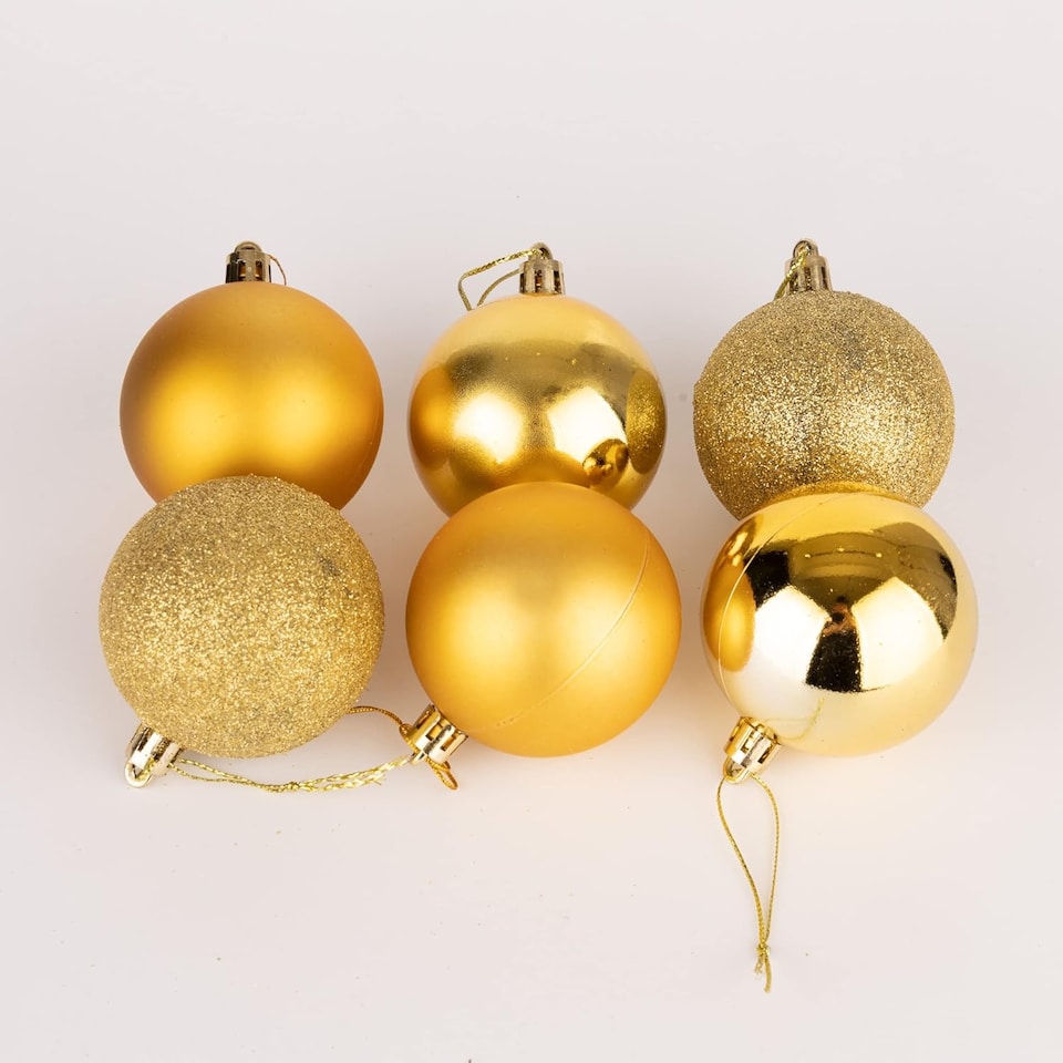 image 1 of 50mm/12Pcs Christmas Baubles Shatterproof Gold,Tree Decorations