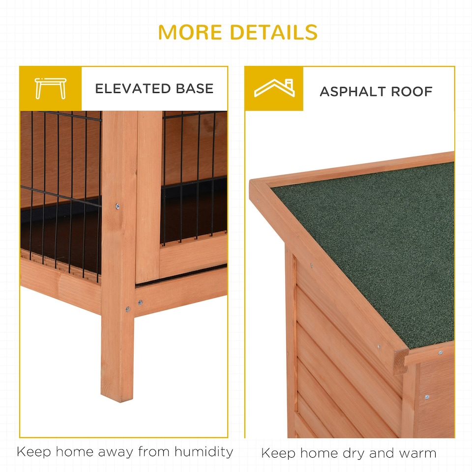 image 1 of PawHut Rabbit Hutch, Guinea Pig Hutch with No-Leak Trays & Divider, Orange