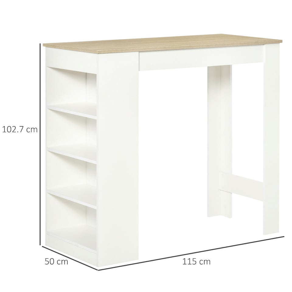 image 1 of HOMCOM Bar Table Coffee Table Kitchen Dining Table with 4-Tier Shelf