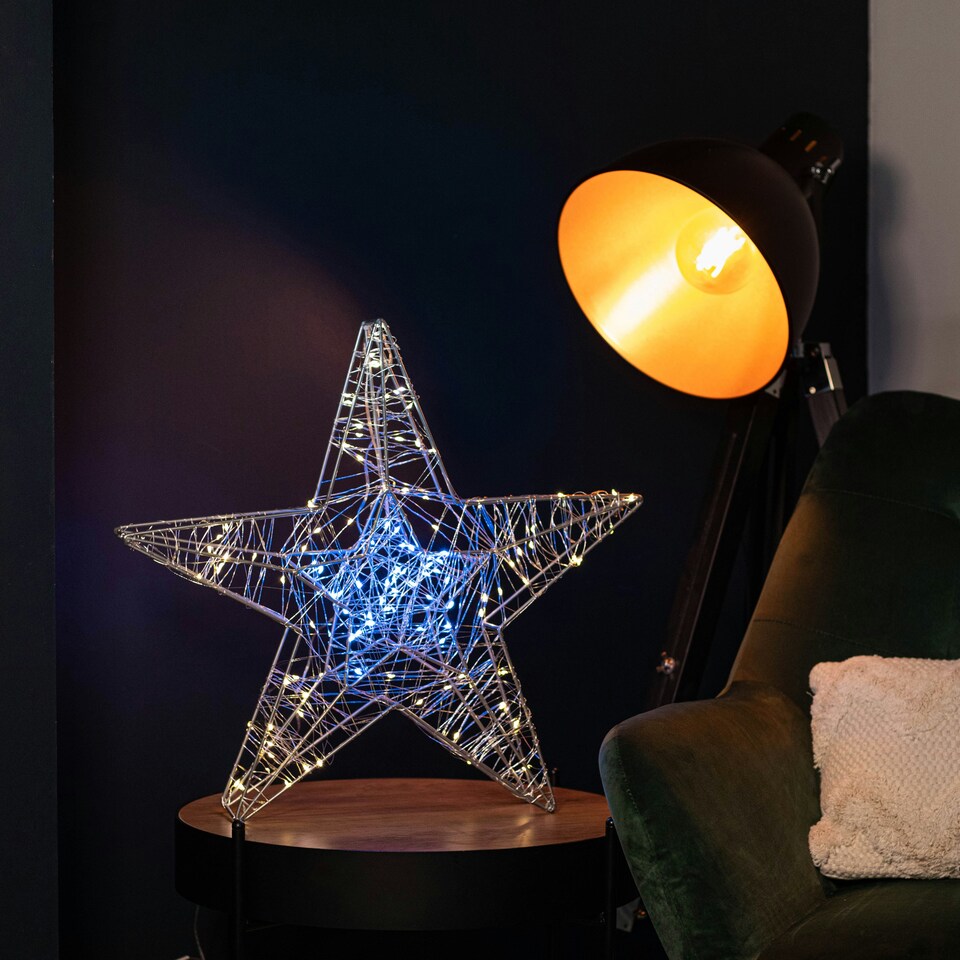 image 1 of 55cm Light up Double Star Silhouette Christmas Decoration with 240 Cool & Warm White LEDs