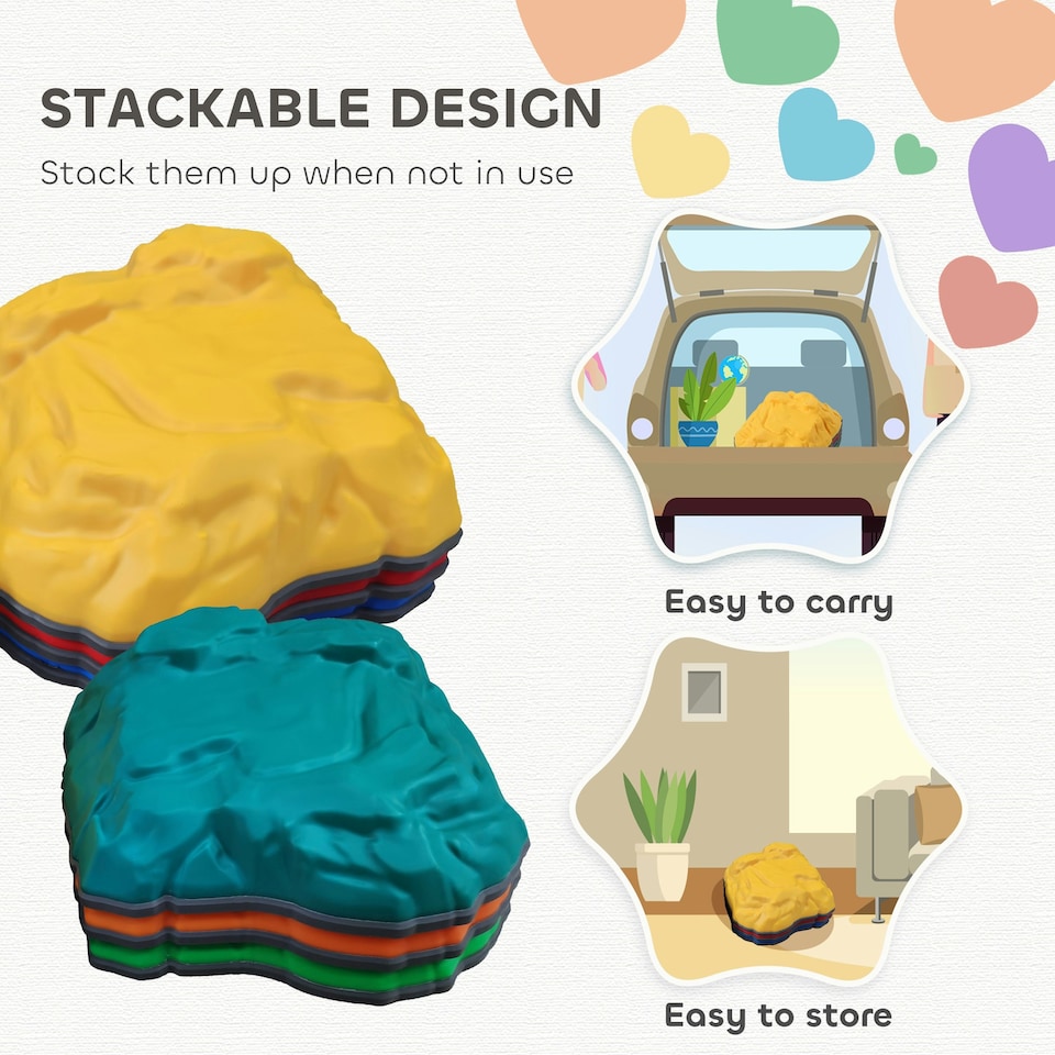 image 1 of AIYAPLAY Balance Stepping Stones, 6 PCS River Stones for Kids Ages 3-8 Years