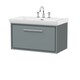 image 1 of Balterley Modern Bathroom Wall Hung Single Drawer Vanity Unit with Fireclay Basin - Basin, 3 Tap Holes | Grey | Monument Grey | 498 x 830 x 471mm