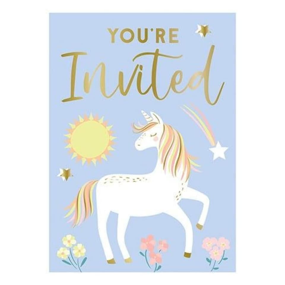 image 1 of Dainty Unicorn Invitations with Envelopes - Pack of 8