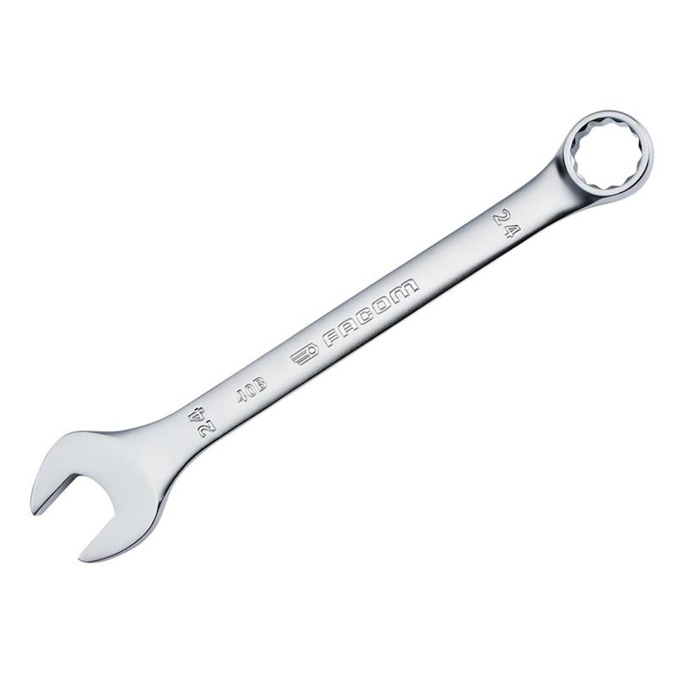 Facom 40B.24 Slim Metric Combination Spanner 24mm, 12-point OGV, matt chrome finish.