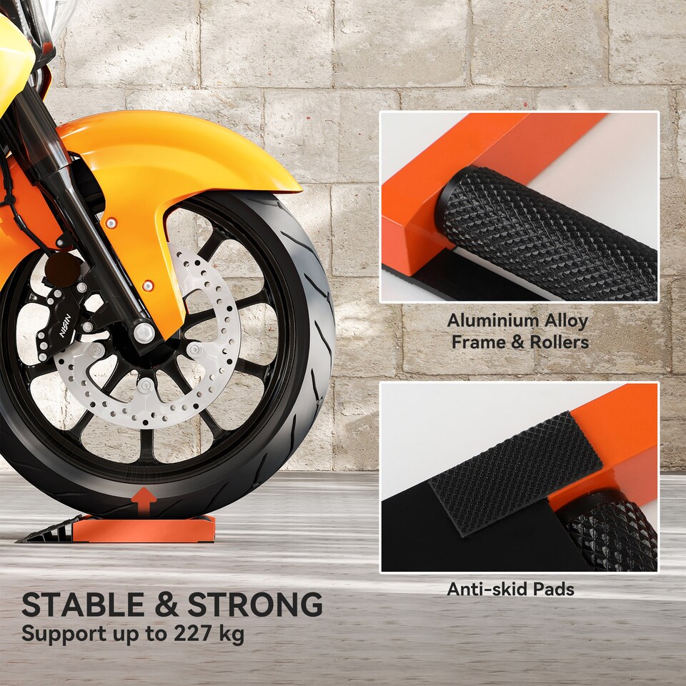 image 1 of HOMCOM Motorcycle Wheel Roller Stand for Tyre Cleaning and Chain Lubrication
