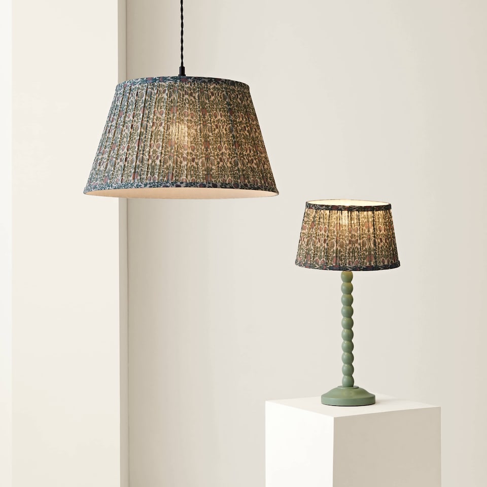 image 1 of ValueLights Abel Large Floral Pleated Tapered Lamp Shade & Bulb | Multi