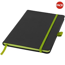 Bullet Colour Edge A5 Notebook (Pack of 2) - Solid Black/Lime - 21 x 14.2 x 1.1 cm