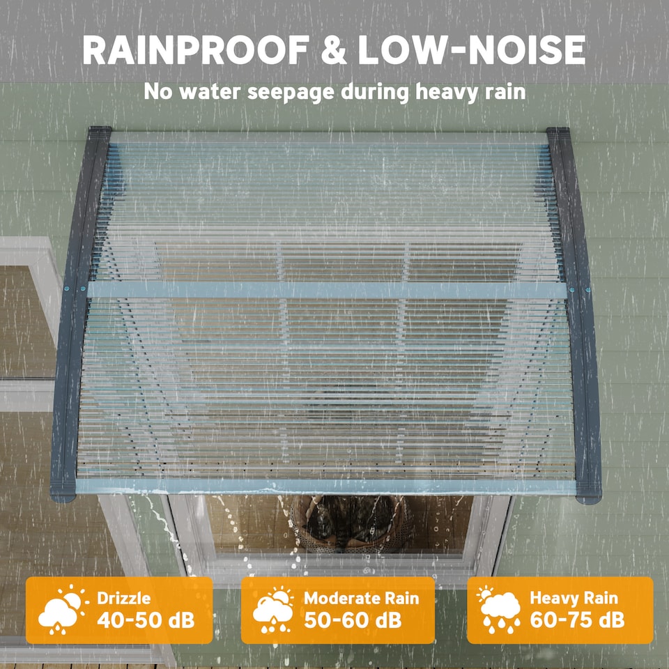 image 1 of Outsunny Door Canopy Awning Outdoor Window Rain Shelter for Door 100 x 75cm | Clear | Clear | 1