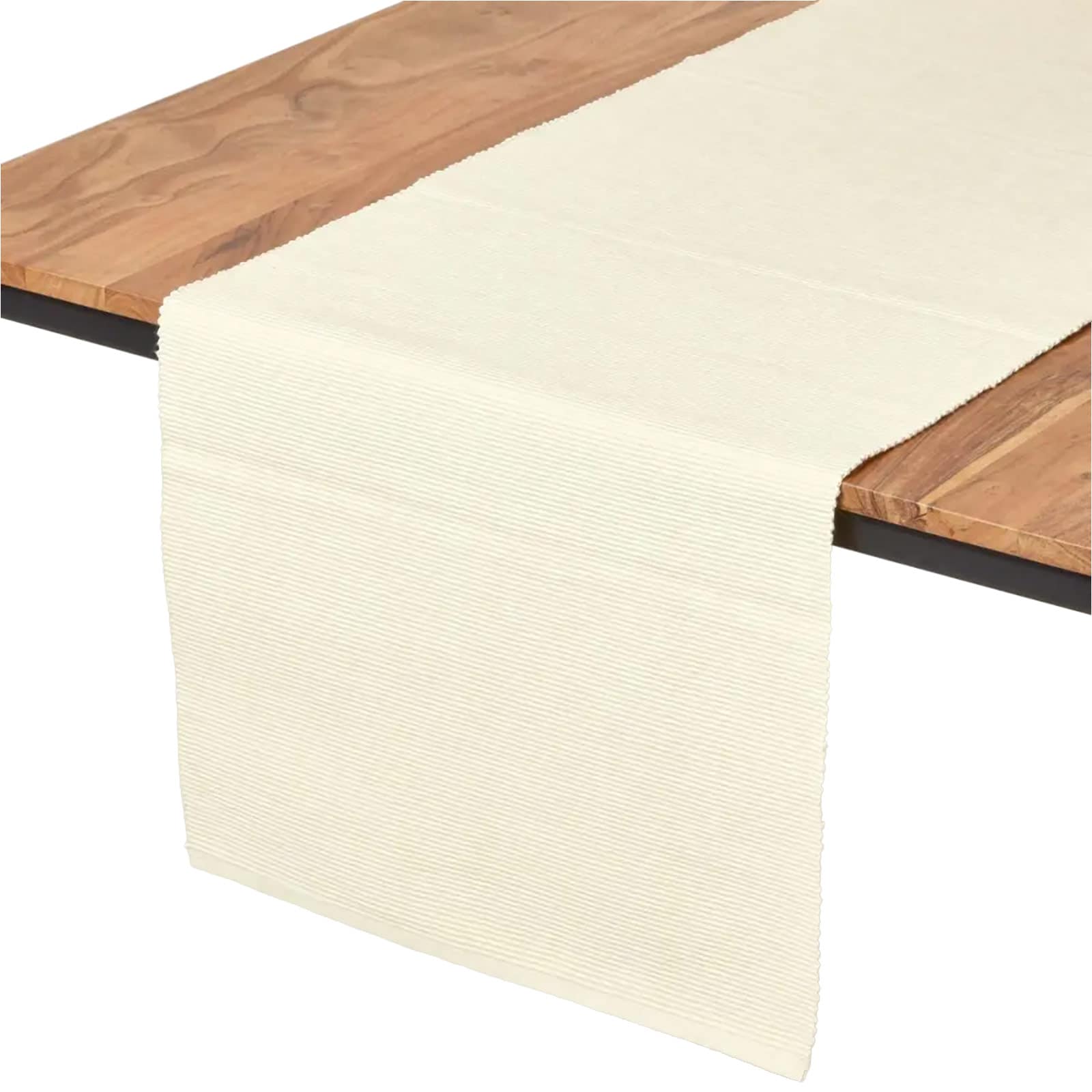Homescapes Cotton Plain Cream Table Runner - 44 x 178 cm Cream