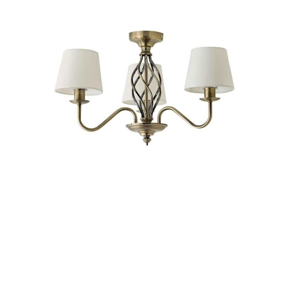image 1 of ValueLights Memphis Traditional Antique Brass 3 Way Ceiling Light Chandelier | Gold