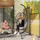 image 1 of Outsunny Rattan Hanging Egg Chair, Foldable Wicker Hammock Swing Chair with Cushion, Stand, Adjustable Height, Head Pillow, Steel Frame for Garden Patio Indoor Outdoor, Light Grey | Grey | Light Grey