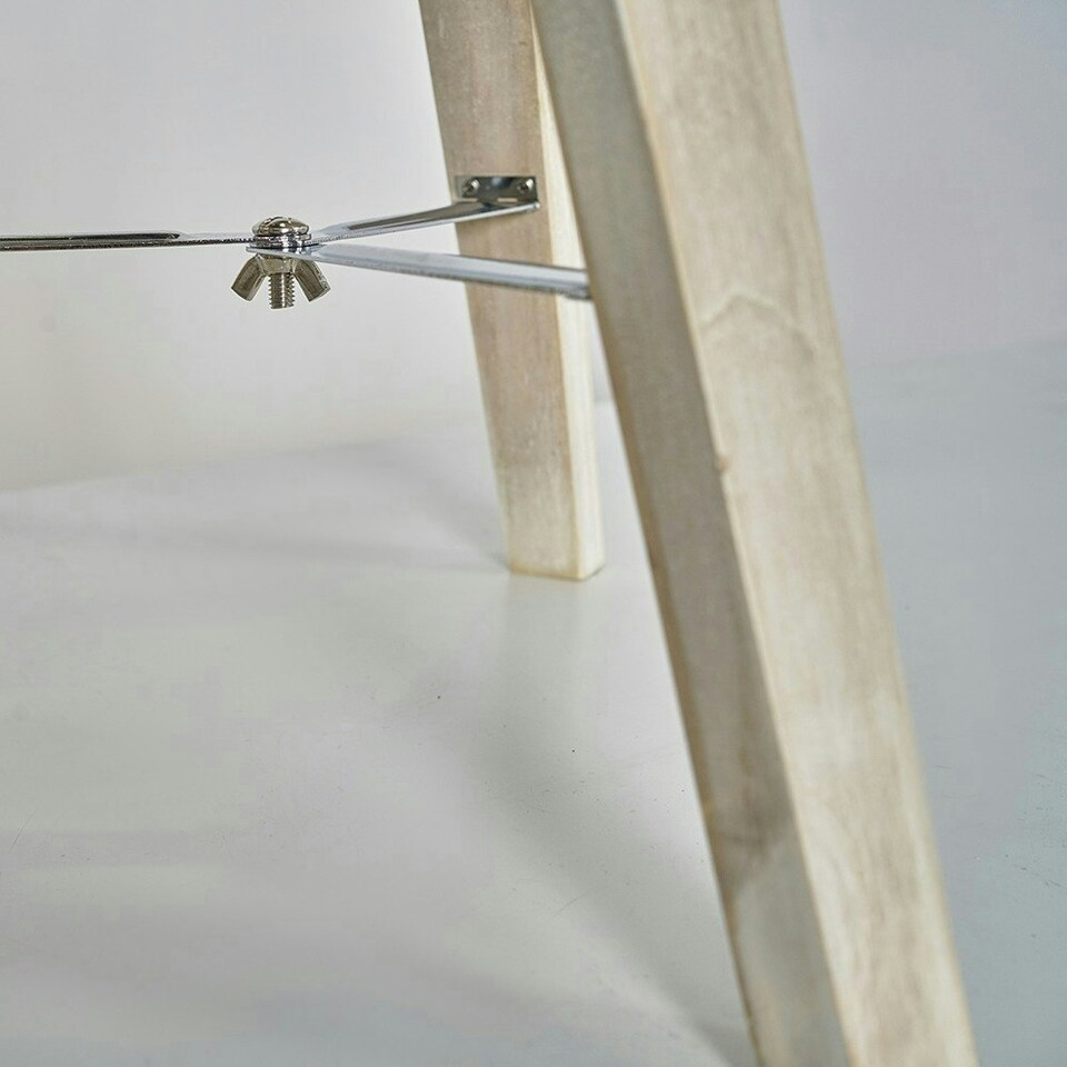 image 1 of ValueLights Distressed Wood and Silver Chrome Tripod Table Lamp with a Navy Blue Tapered Light Shade - Complete with a 6w LED GLS Bulb 3000K Warm White