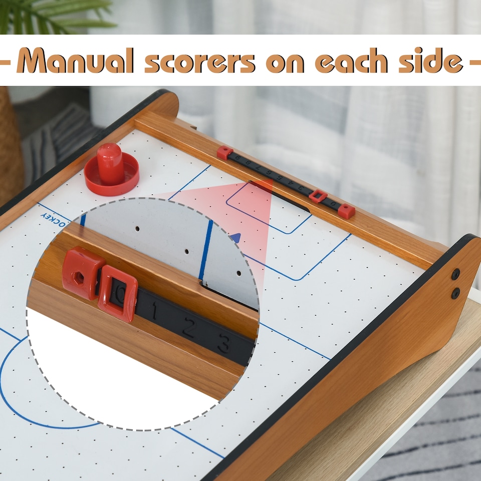 image 1 of HOMCOM Mini Air Hockey Tabletop Game w/ 2 Pucks Pushers Fan Scoreboard Markings