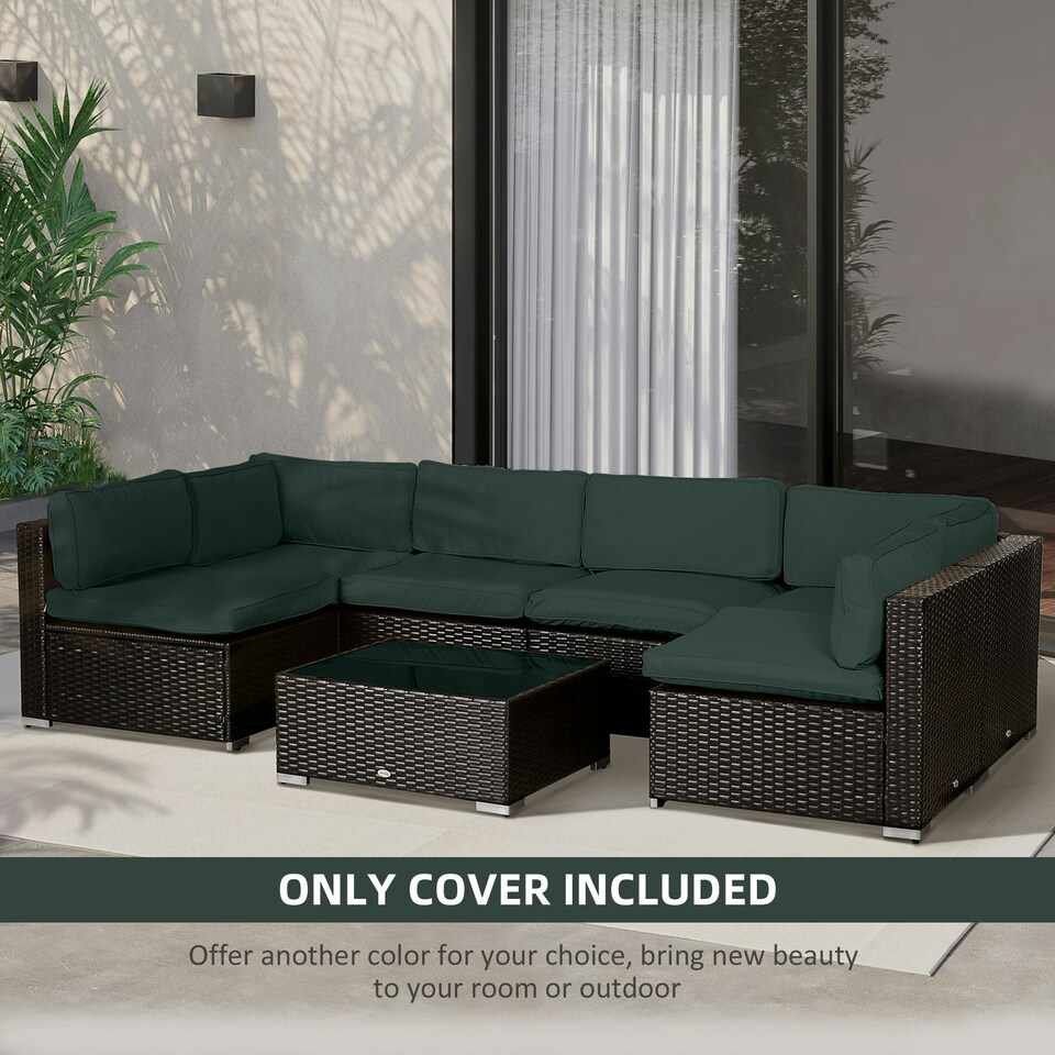image 1 of Outsunny Garden Rattan Sofa Set Polyester Cover Replacement No Cushion Cream 