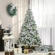 image 8 of HOMCOM 6 Ft Snow Flocked Artificial Christmas Tree mas Pine Tree with Realistic Branches, Auto Open and Steel Base, Green
