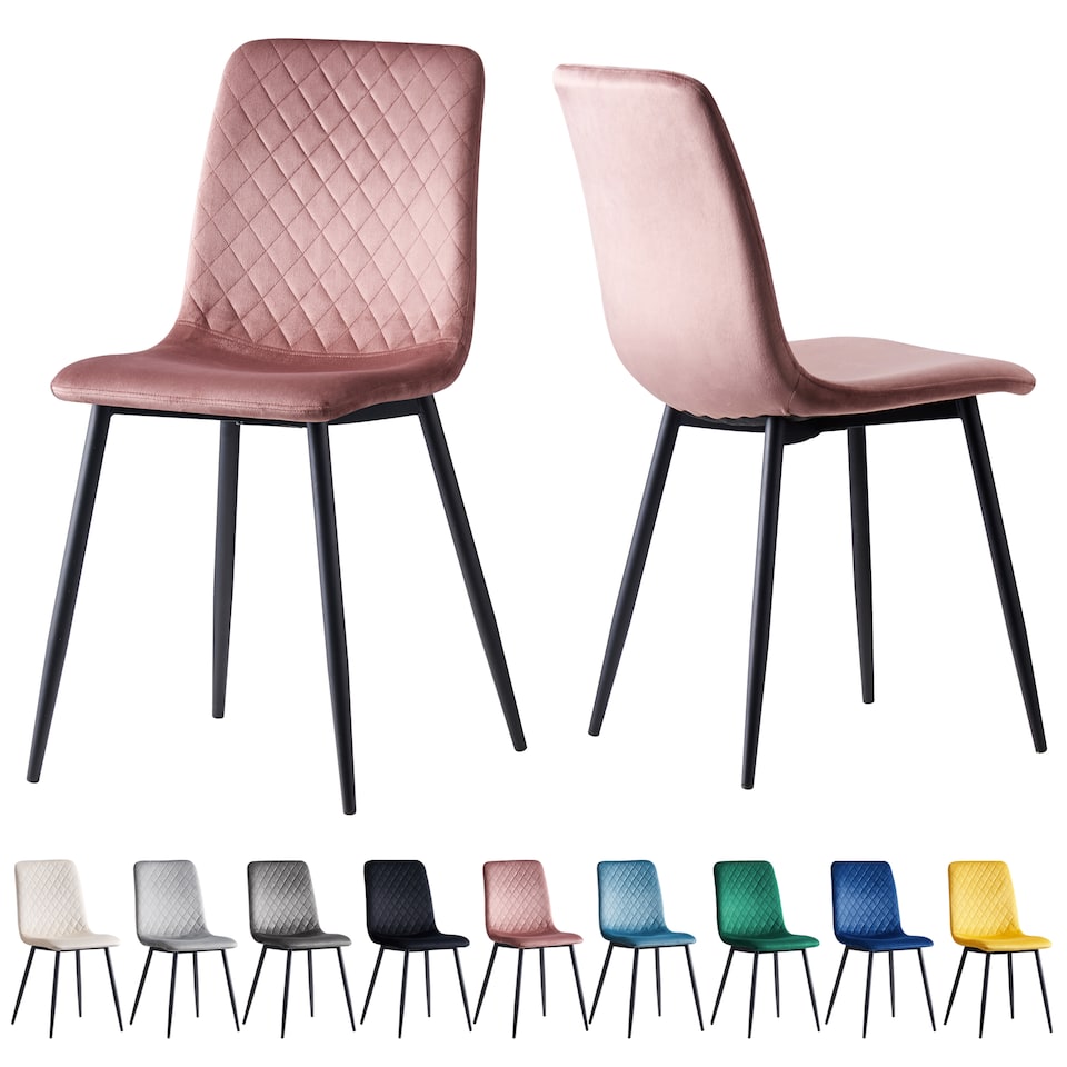 image 1 of MCC Direct Set of 2 Lexi Velvet Fabric Dining Chairs with Metal Legs Pink