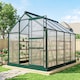 image 2 of Outsunny 6x8ft Walk-In Polycarbonate Greenhouse Plant Grow Galvanized Aluminium | Green | Dark Green | 190x252x201cm