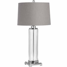 Roma Table Lamp - Glass/Metal - L40 x W40 x H81 cm - Grey/Silver Silver