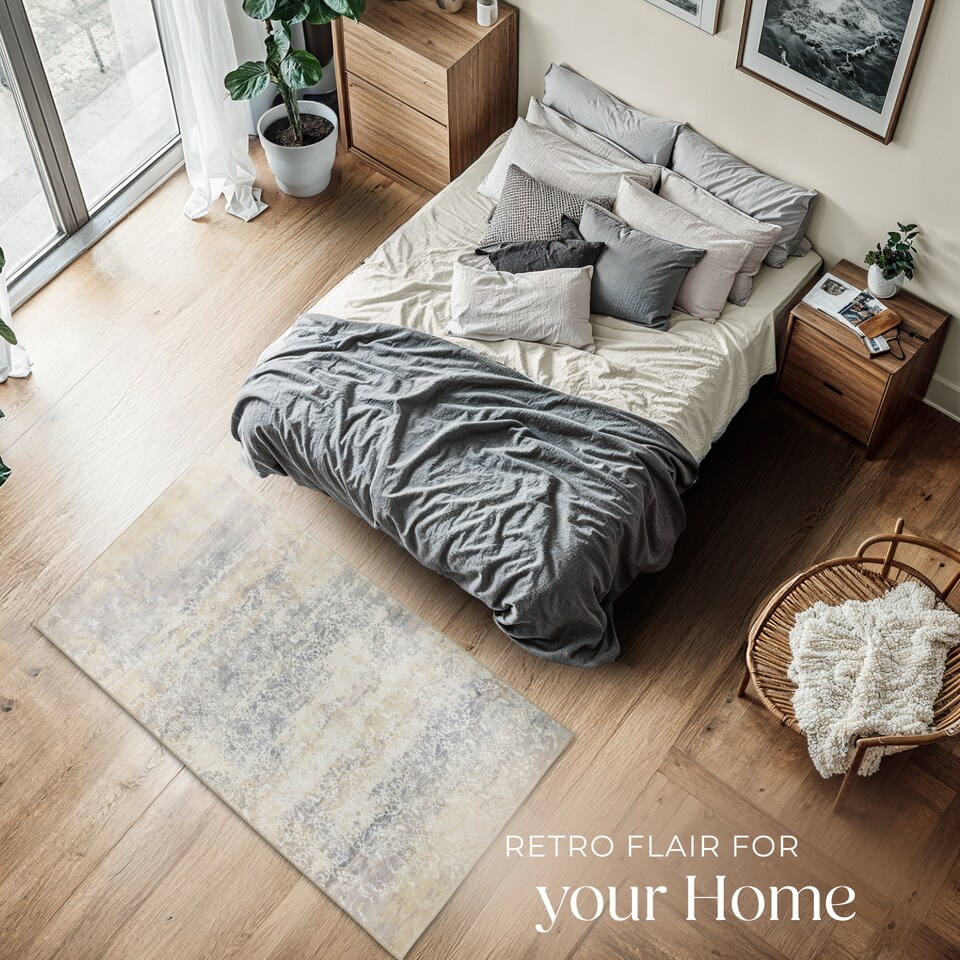 image 1 of Washable Rug Dalia - various sizes, faded pattern, easy-care short pile, non-slip | Cream | beige | 80 x 150 cm | 1