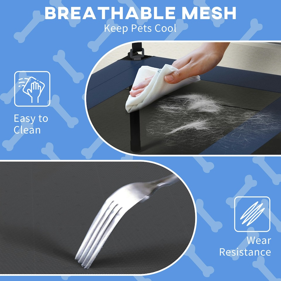 image 1 of PawHut Cooling Raised Dog Bed w/ Breathable Mesh, for M, L Dogs - Dark Blue