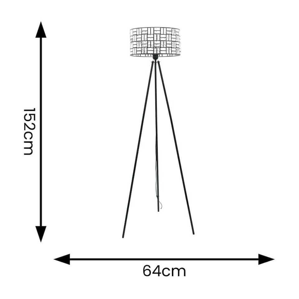 image 1 of ValueLights Elise Acrylic Shade Black Tripod Floor Lamp | Black