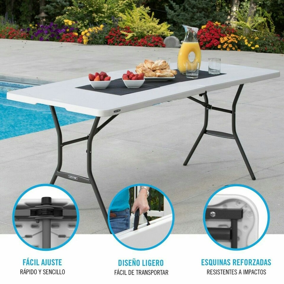 image 1 of Folding Table Lifetime White Rectangular Steel Plastic 185 x 76 x 74 cm