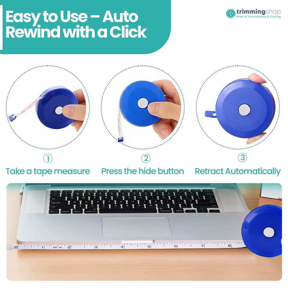 image 1 of 150cm Retractable Measuring Tape, Dual Sided Soft Round Design