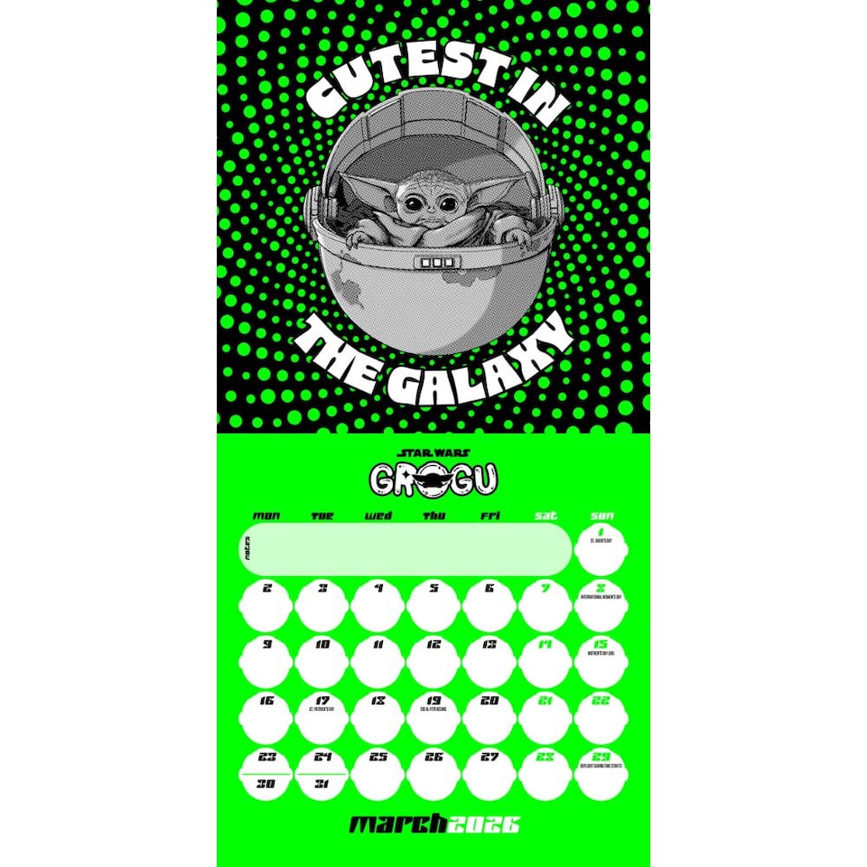 image 1 of STAR WARS THE MANDALORIAN GROGU 2026 MINI CALENDAR